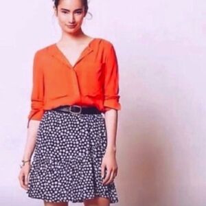 anthropologie maeve clara coral long sleeve blouse